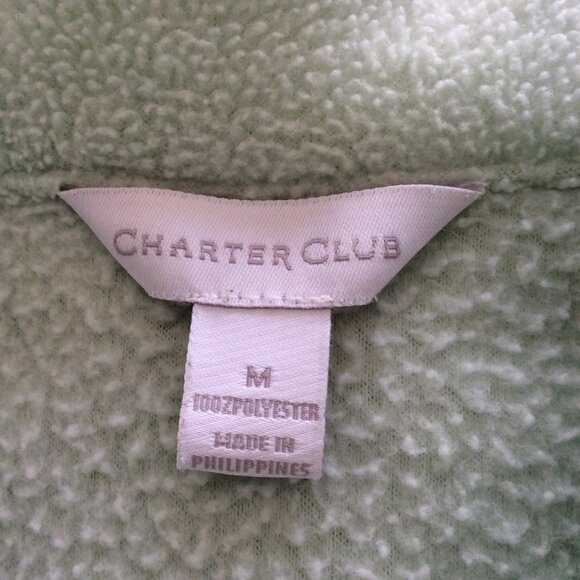 Charter Club Full Zip Plush Fleece Robe Mint Green Size Medium - Picture 6 of 7